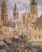 Camille Pissarro The Old Marketplace in Rouen and the Rue de I'Epicerie (mk09) oil painting picture wholesale